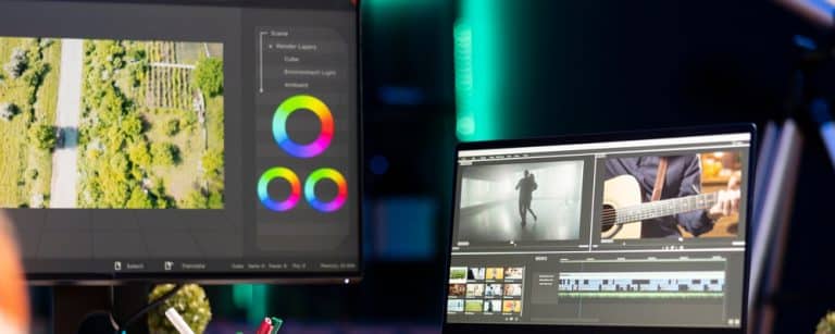 Video,Maker,Producing,Footage,With,Artistic,Editing,Software,,Doing,Color